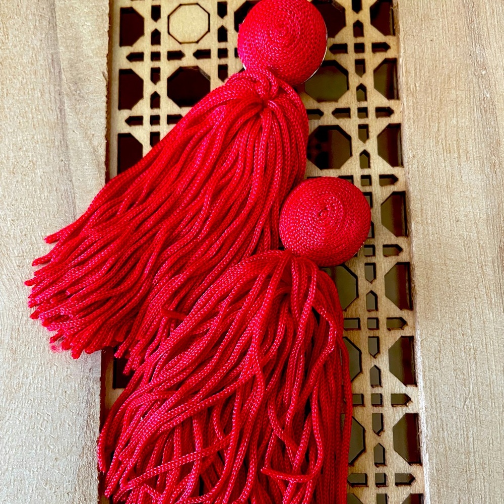 BaubleBar fringe red tassel earrings
